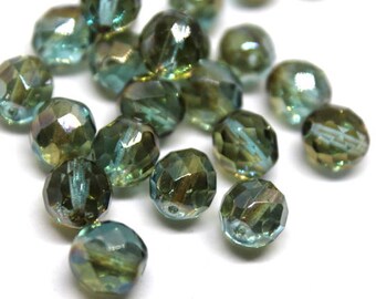 10 mm Light Aqua Celsian Faceted Round Beads