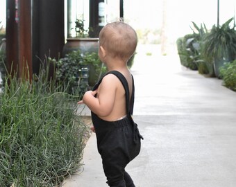 baby romper - baby overalls - baby boy romper - baby gift - baby shower gift - boho baby - charcoal overalls - dungarees