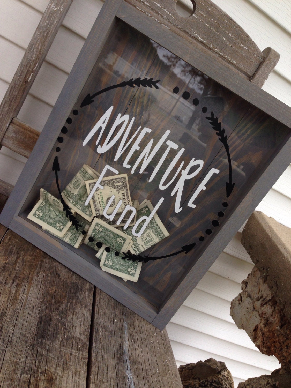 Adventure Fund-Shadow Box-Newlywed Gift-Mr and Mrs-Money