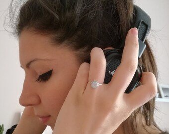 Sterling silver and porcelain contemporary ring