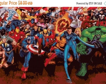 marvel all characters Counted Cross Stitch marvel Pattern chart pdf file point de croix embroidery - 35.43" x 23.57" - L1675