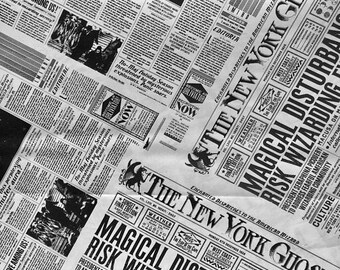 Fantastic Beasts Newsprint by camelot fabrics, by the half yard, 43" W, 100% cotton, Harry Potter fabric, movie fabric, jk rowlings fabric