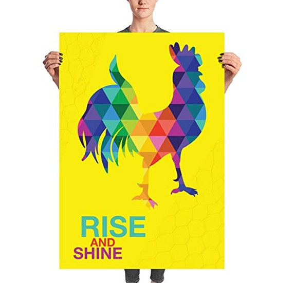 The Rainbow Rooster Poster Rise and Shine Wake Up Rooster Fun Gifts 3 Different Sizes