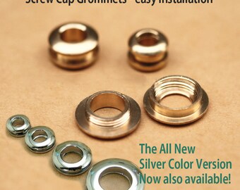 2 sets+ Metal Screw-on Grommets, eyelets, super fast easy installation, setter not required. For Sewing and leather crafting, straps, hooks.