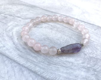 Rose Quartz Bracelet - Rose Quartz Jewelry - Rose Bracelet - Pink Quartz Bracelet - Love Stone Bracelet - Amethyst Bracelet - Fertility Gift