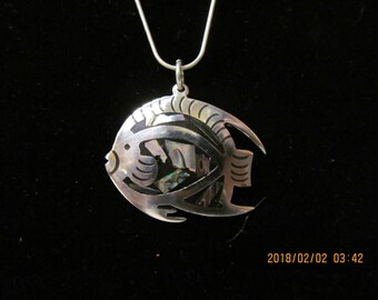 Sterling silver, paua shell, pendant