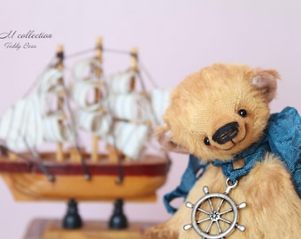 OOAK Teddy Bear interior toy coastal vintage style collectible traditional jointed handmade home decor artist art Thanksgiving day