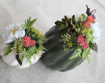 Pumpkins, Floral gourds, Succulents, Fall Decor, Thanksgiving, Halloween, Greenery, Home Decor, Classic Adornment, Seasonal, Autumn, Gourds