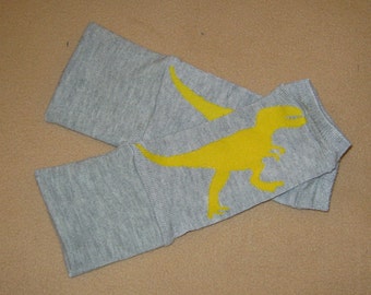 Leg warmer, Infant, Newborn, Toddler- Yellow DINO on grey -infant leg warmer, newborn leg warmer, baby girl leg warmer, baby leg warmer