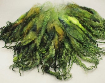 Teeswater separated locks, hand painted fiber fleece for spinning and felting, 3.3 oz