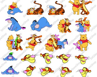Winnie the Pooh svg, 24 Donkey Eeyore svg clipart, Disney svg files silhouette digital files svg dxf png Ai pdf svg files for cricut