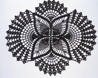 Black crochet doily , black doily , oval doilies , lace , home decor
