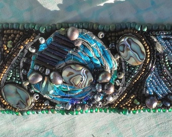 Beaded and embroidered cuff
