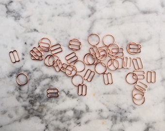 4 pieces – 12mm – of Rose Gold bra rings & sliders – for bra and swimwear making