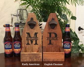 Bottle Cap Catcher Personalized Bottle Opener Cap Catcher Christmas Father's Day Groomsmen Gift Wooden Bottle Opener Man Cave