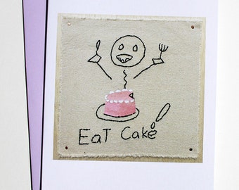 Eat Cake, Pack of 10 Greeting Card Set w/ 10 Purple Envelopes