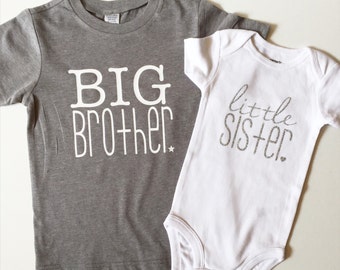 Big Brother and little sister matching shirt and bodysuit | big brother little sister | new baby gift | family photos | gender reveal |