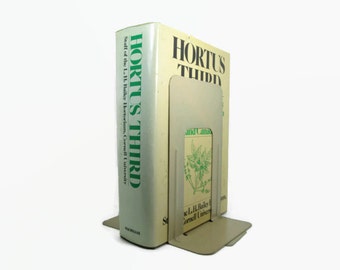 Big Beige Metal Bookends - Pair Tan Steel Industrial Book Ends