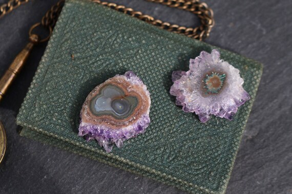 Amethyst Stalactite Set, Stalactite Slice, Crystal Flower, Amethyst Slice, Raw Amethyst, Agate Slice, DIY Earrings, Beading, Crystal Slice