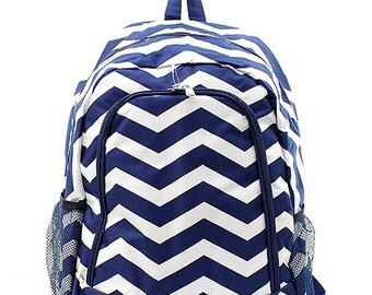 Monogrammed Navy Chevron Backpack- Personalized Gift-Monogram Backpack-Personalized Backpack-Monogrammed Backpack-Embroidered Backpack