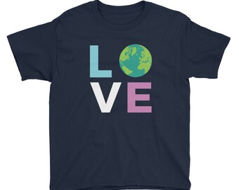 Youth Earth Day Love the Earth Boys Girls Short Sleeve T-Shirt