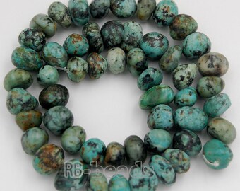 Natural Oval African Turquoise Beads, Potato Gemstones beads, Spacer Loose Stone Nugget Beads jewelry supplies For Jewelry Make 7.5" 8-11mm