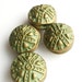 Medieval Style Handmade Embossed Beads in Moss Green and Bronze-- Set of Four