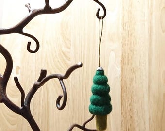 Needle felted Christmas tree/ topairy tree ornament.