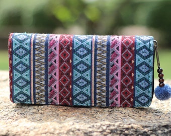 Colorful Pastel Geometric Cute Women's Wallet Long Wallet Hippie wallet Vegan wallet wallet Fabric wallet Bohemian Purse