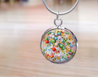 Slime Charm - Birthday Cake Slime Charm Necklace - Confetti slime - Fluffy Slime Gift for little girls - big girls