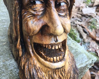 Wood Carving, Rustic Decor, Wood Spirit by Josh Carte, Perfect Wood Gift, Handmade Woodworking, Statue Sculpture, OOAK, Original Art, Ohio
