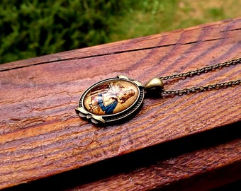 Alice in Wonderland Long Antique Gold Necklace (2 Styles)