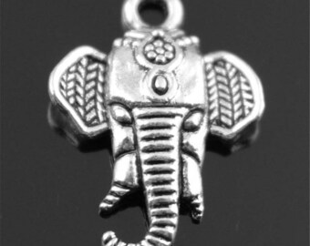 5pcs 22*16mm Elephant Charms Antique Silver Elephant Heads Charm Bracelet Elephant Heads Lucky Elephants spiritual meditation Antique Charms