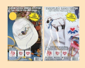 2 Countless Cross Stitch Kits Sheep Blue Birds Any Project Use