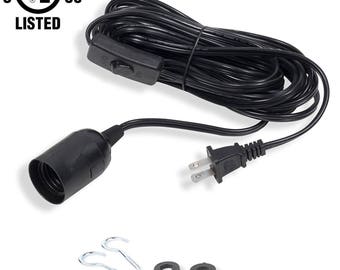 UL-Listed 16ft E26/E27 Extension Hanging Cord for Lantern Pendant Lights Himalayan Salt Lamps Socket Replacement