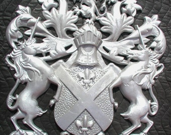 Rampant Scottish Lions with Unicorn,Plaque,Shield, Crest,Coat of Arms,Cast Aluminum