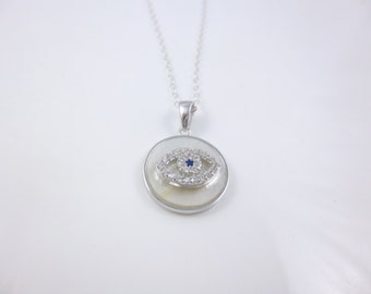 Evil eye necklace mother of pearl necklace rose gold plated