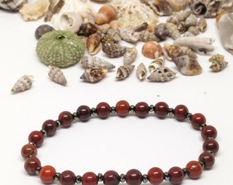 Bracelet red jasper and hematite