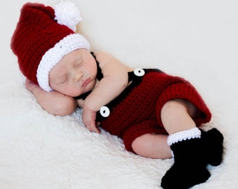 NEW SIZES Crochet Pattern Santa Set Baby Christmas Photography Prop BOTH Boy and Girl