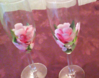 Hand painted Champagne glasses (2)