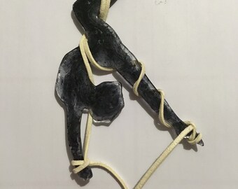 Tissue/aerial silks/rope girl made from Resin- window pendant.