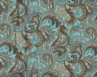 Brown paisley fabric | Etsy