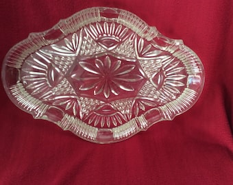 Vintage Glass Dressing Table Tray 13"x9"