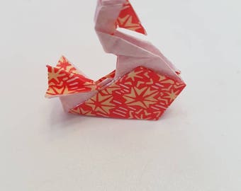 Brooch Swan-shaped, origami paper, Orange