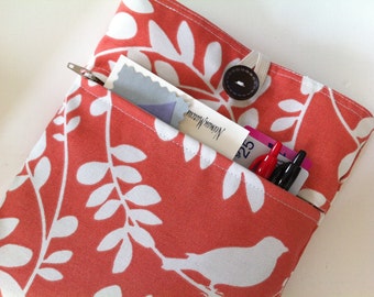iPad Sleeve, iPad Case, iPad Cover, iPad Air Case - Padded BONUS Zippered Front Pocket (Coral Leaf Pattern)