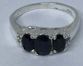 Sapphire Ring, Dark Sapphire Ring, Blue Sapphire Ring, Sapphire Rings, September Birthstone, Sterling Silver Ring, Silver Sapphire Rings