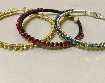 Bohemian avante garde Wire wrapped Bangle *Nickle free*