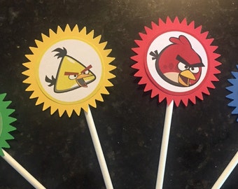 Angry Birds Cupcake Toppers (12), Angry Birds Cake Toppers, Angry Birds Party, Angry Birds Birthday, Angry Birds