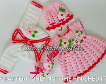 Baby Crochet Patterns, Baby Dress Pattern, Crochet shoes, Crochet headband, baby crochet Dress, Baby shower, Baby Christmas dress, baby gift