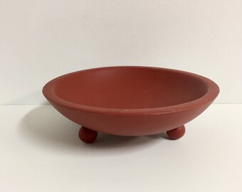 Vintage Footed Munising Bowl/ Barn Red Munising Bowl/ Painted Munising Bowl/ Vintage Wood Bowl